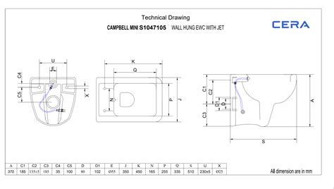 Cera Wall Hung Toilet WC Commode Campbell Mini With Built-in Jet-Softc ...