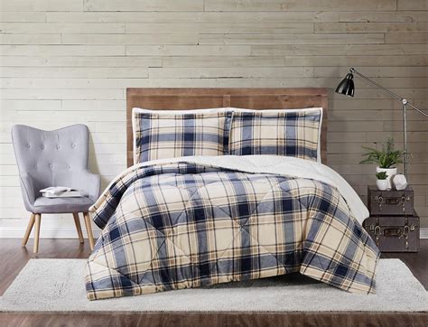 Amazon.com: TRULY SOFT Cuddle Warmth Plaid Comforter Sets Blue and ...
