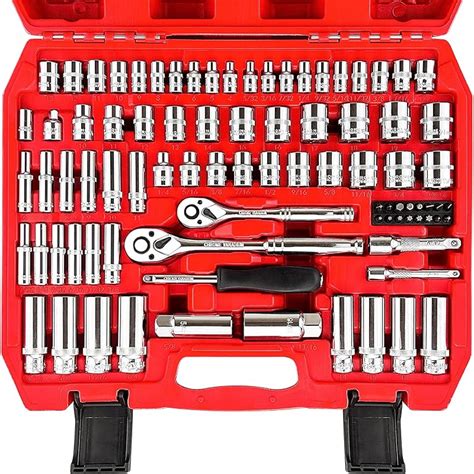 1/4" and 3/8" Drive Socket Set, 86-Piece Socket Wrench Set with Quick ...