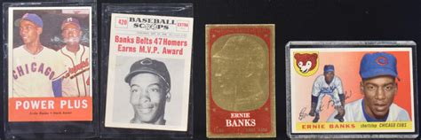 At Auction: Vintage Ernie Banks Baseball Card Lot Of 4