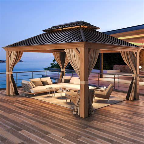 Erinnyees Yoleny 12 X 14 Hardtop Gazebo with Double Roof India | Ubuy