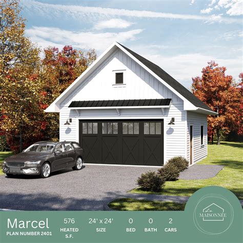 24'x24' Garage Plans 2-car Garage Plan Detached Garage Floorplan Garage ...