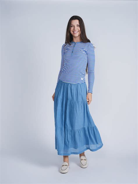 FYI Light Denim Tiered Long Skirt SB4CPT5103S – Theskirtstop.com