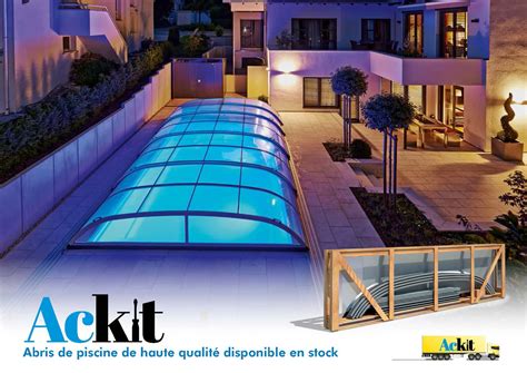 Abri piscine bas en kit 7,70 x 4,80 x 0,90 m - Zenith Flat - Ackit A4S
