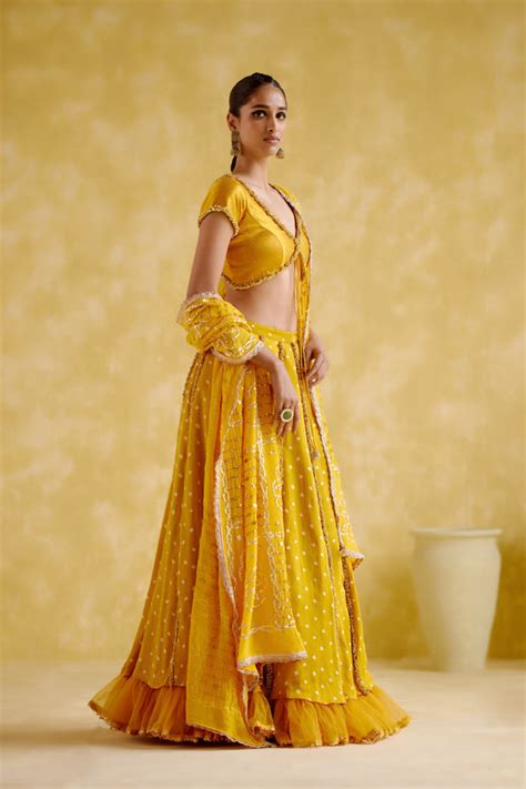 5 Elements by Radhika Gupta - Aparna Yellow Lehnga Set - Elahe