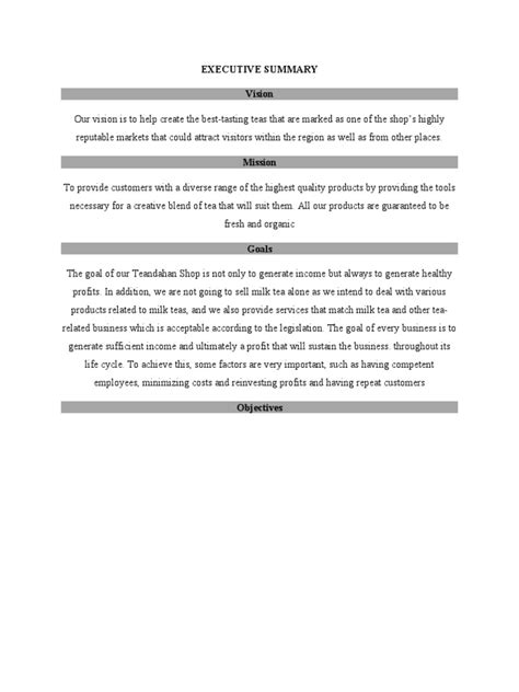 Business Plan Executive Summary Examples 的图像结果