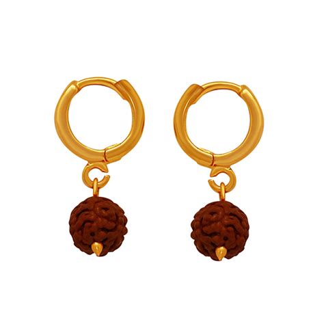 Mahi Gold Plated Lord Shiva Rudraksh Drop Piercing Mens Earrings (ER11