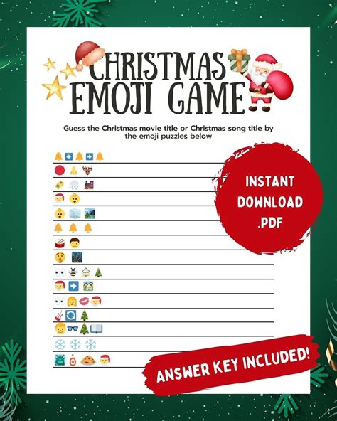 Christmas Emoji Game: Printable Xmas Movie & Song Quiz (PDF) | Emoji ...