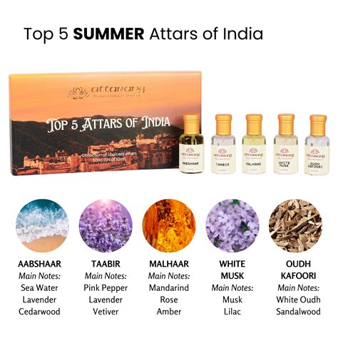 Top 5 Summer Attars of India | Cool, Fresh, Aqua | 5x10ml Attar Set 50 ...