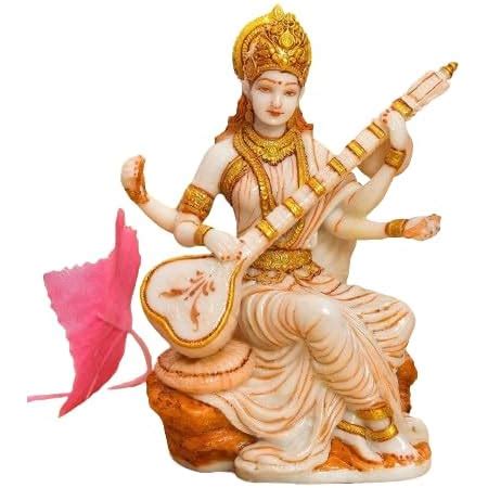 Buy Avenew Marble Dust Saraswati Ji Idol for Home Puja Veena Sarasvati ...