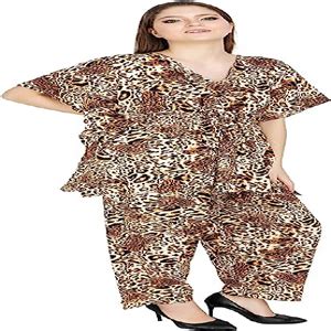 Ukal Women's Cotton Tiger Printed Night Suit Set of Shirt & Pyjama Gold ...