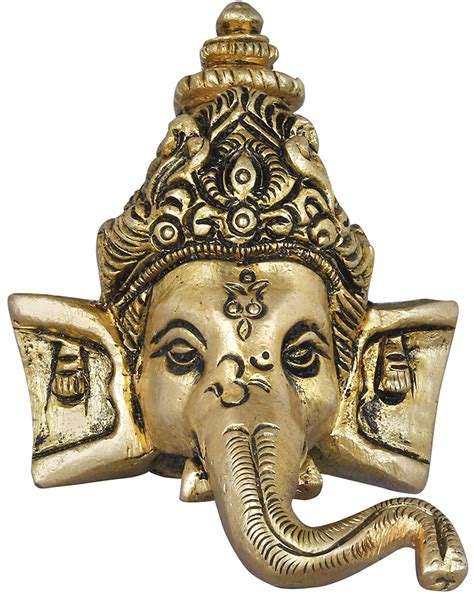 Buy Exotic India Small Ganesha mask - Wall Hanging - Brass Statue ...