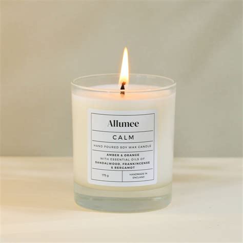 Handmade Calm Scented Soy Wax Candle Gift By Allumee Home