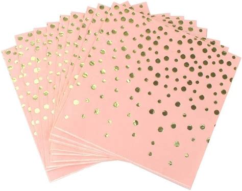 Buy Wanna Party Light Pink Paper Napkins W/Golden Polka Dots - 20 ...