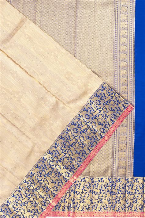 Taranga Kanchi Silk Tissue Brocade Cream Saree | Kankatala