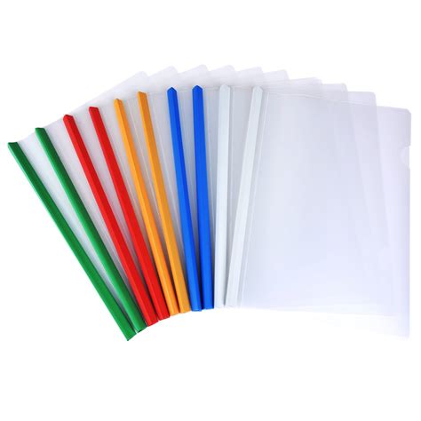 Buy Shappy 10 Pieces Transparent File Folder Sliding Bar Report Covers ...