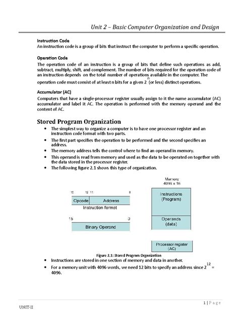 COA UNIT 2 Notes - Instruction Code An instruction code is a group of ...