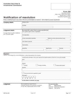 2017-2026 AU ASIC Form 205 - Blank Fillable Template | Fill Out, Print ...