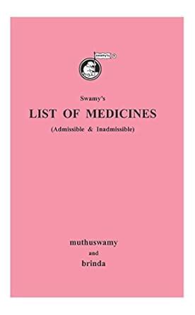 Buy List of Medicines (Admissible and Inadmissible) Book Online at Low ...