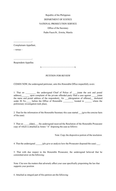 Ilide - forms - Republic of the Philippines DEPARTMENT OF JUSTICE NATIONAL PROSECUTION SERVICE ...
