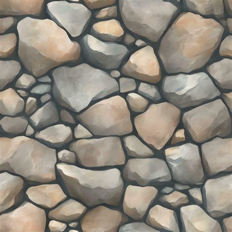 Cobble Stone Texture Seamless Pattern Detailed Hand Drawn Painting ...