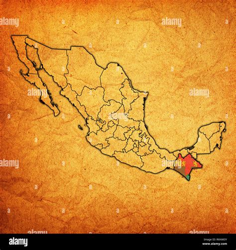 Chiapas on administration map of Mexico Stock Photo - Alamy