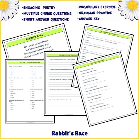 Rabbit's Race | Poem Grammar Worksheet Printable Activity – PrintableBazaar