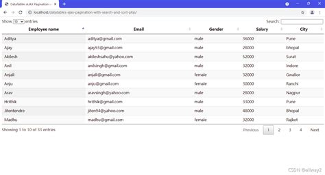 DataTables PHP AJAX 分页_php datatable-CSDN博客