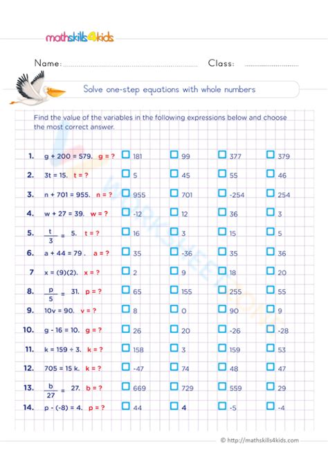 Solving One Step Equations Worksheet 的图像结果