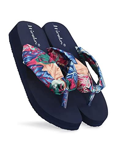 Hirolas Women's Multi Colored Printed Blue EVA Fashion Slipper (36EU ...