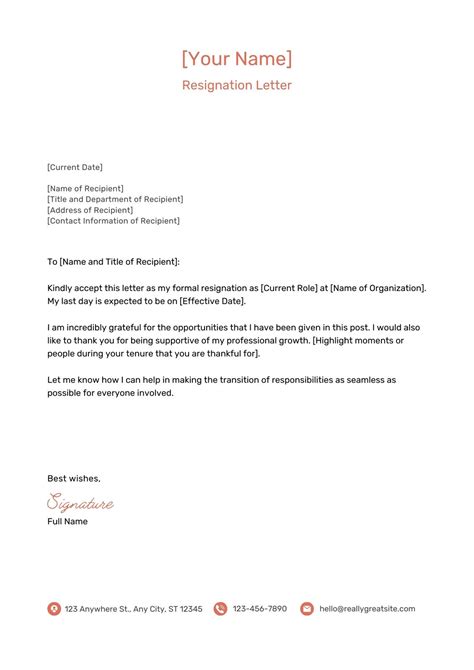 Resignation Letter Templates - astra.edu.pl