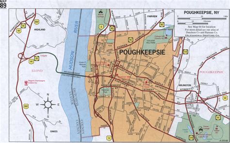 Map of Poughkeepsie, NY. Street map of Poughkeepsie city. Road map of ...