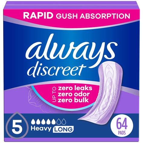 Buy Always Discreet Adult Incontinence Pads for Women, Drier, 5 Drop ...