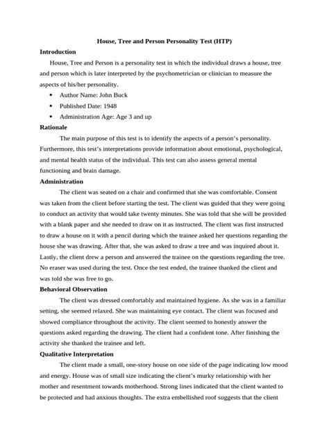 Image result for HTP Test PDF