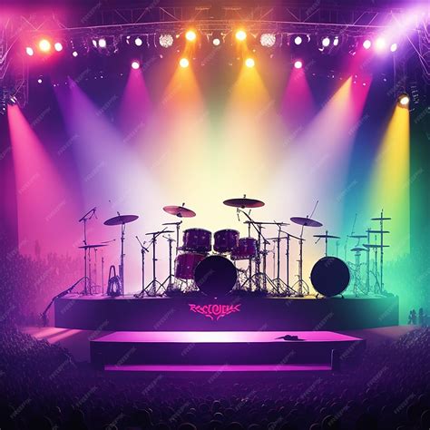 Premium AI Image | Concert stage on rock festival music instruments ...
