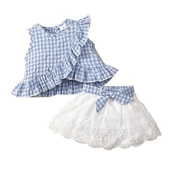 Buy Hopscotch Polycotton Girls Checkered Print Blouseskirt Set In Blue ...