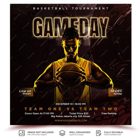 Premium PSD | Basketball gameday flyer or banner social media template