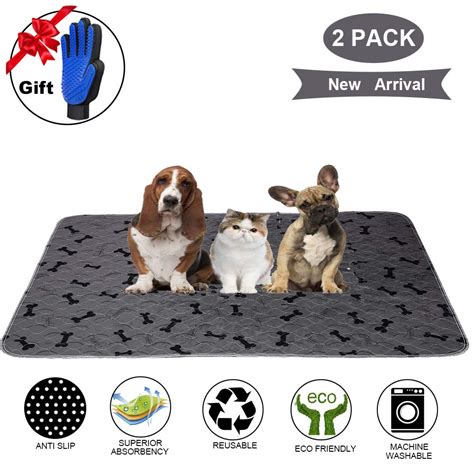JdPet Washable Dog Pee Pads +Free Grooming Gloves,Non Slip Dog Mats ...