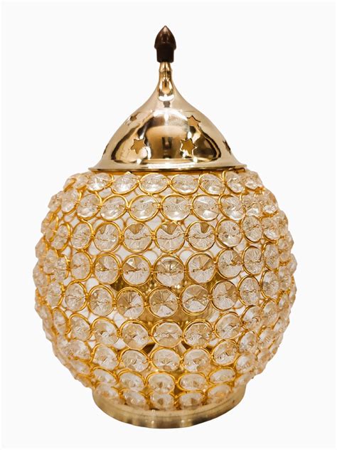 Buy Brass & Crystal Matki Shape Akhand Diya/Table Deepak/Candle lamp ...