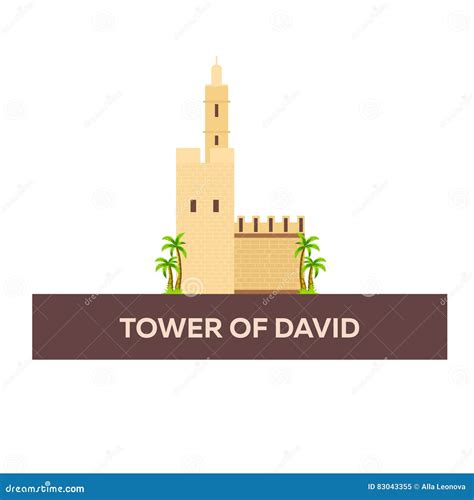 Tower of David. Israel, Jerusalem. Vector Flat Illustration. Stock Illustration - Illustration ...