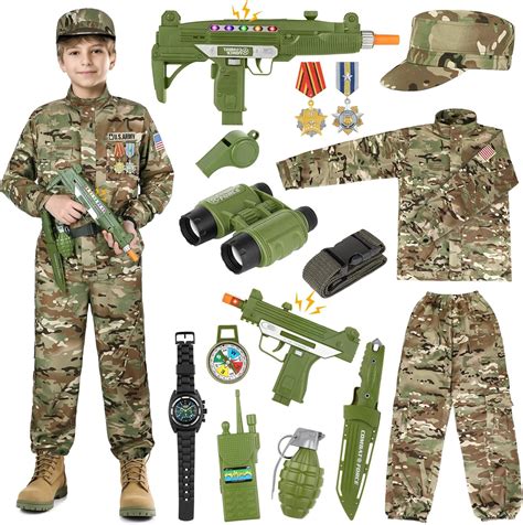 Amazon.com: GIFTINBOX Army Costume for Kids, 15PCS Soldier Military ...