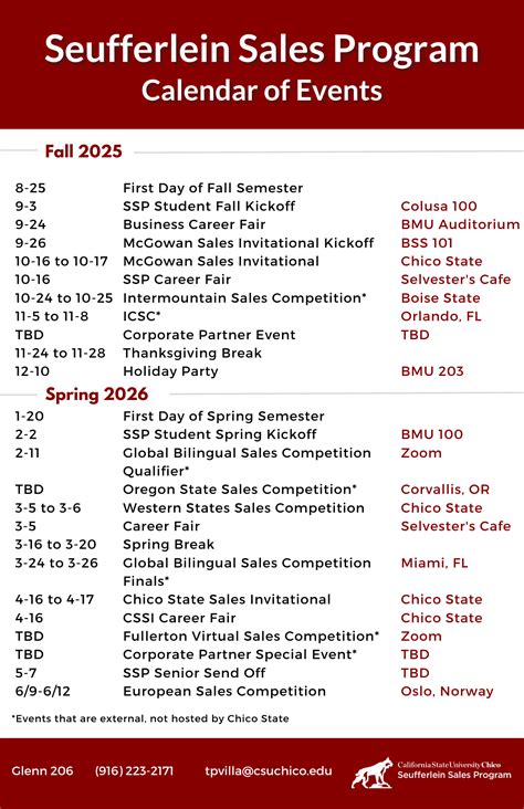 Calendar of Events — Chico State