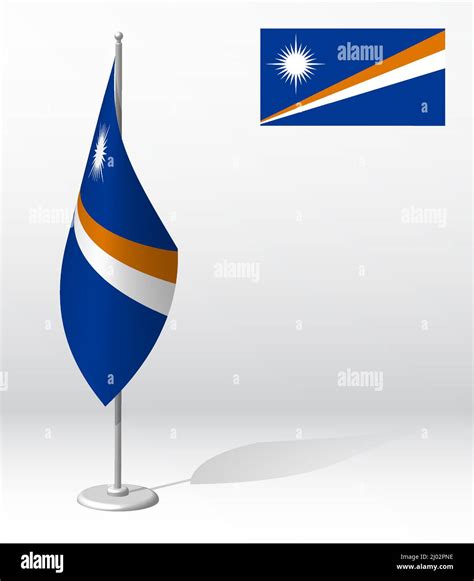 Marshall Islands flag on flagpole for registration of solemn event ...