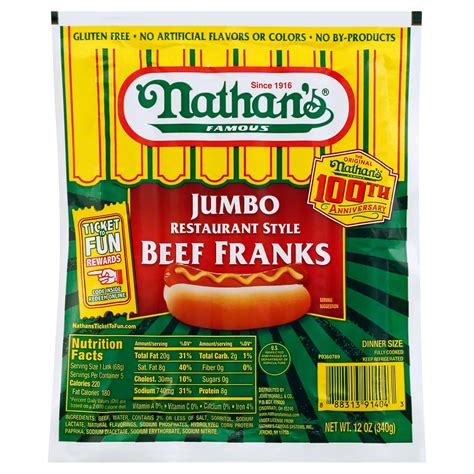 Nathan's Jumbo Restaurant Style Beef Franks - Shop Hot Dogs at H-E-B