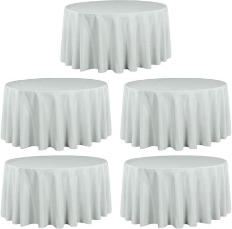 Amazon.com: LTC LINENS 5 Pack 120 Inch Round Tablecloth Silver - Bulk ...