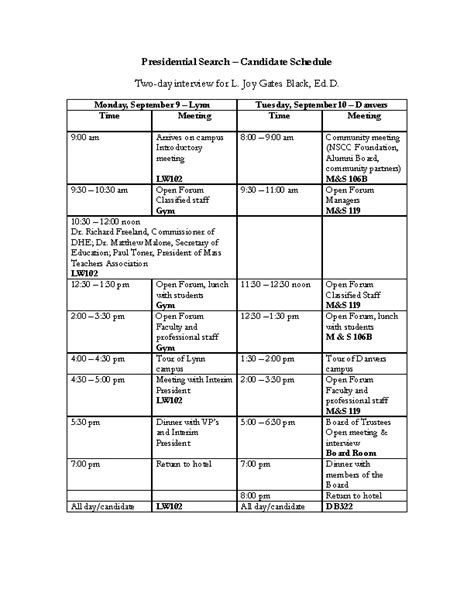 Interview Schedule Template 的图像结果