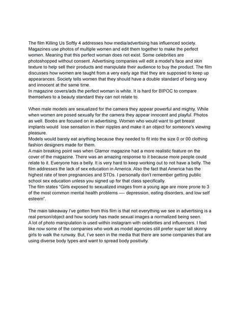 Killing us softly - notes - The film Killing Us Softly 4 addresses how ...