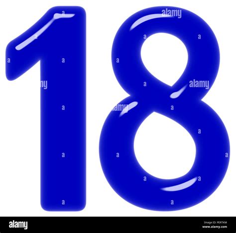 Numeral 18, eighteen, isolated on white background, 3d render Stock ...