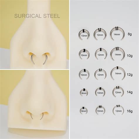 Cresent Horseshoe Pincher Septum Ring 16g,14g,12g,10g,8g/steel Ear ...