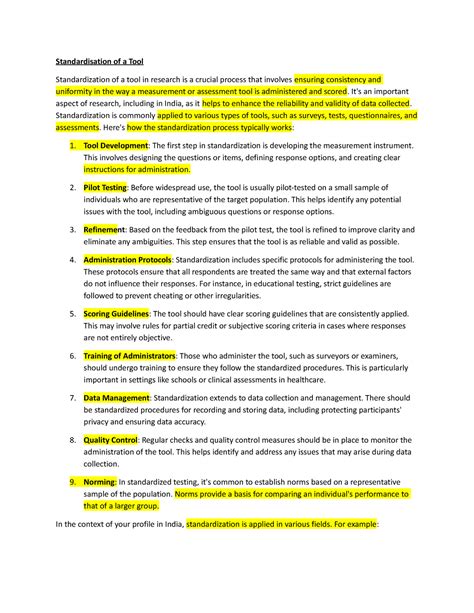 Standardisation of a Tool - Standardisation of a Tool Standardization ...